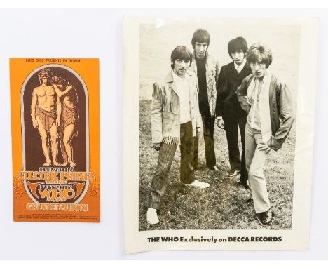 THE WHO - Original Decca Records Publicity Photo 10 x 8 black and White - The Who Exclusively on Decca Records. Circa 1970 In