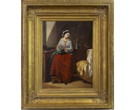 AFTER THOMAS FAED RSA (SCOTTISH 1826 - 1900), WOMAN SERVING oil on panel 40cm x 30cm Framed