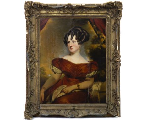 ATTRIBUTED TO FRANCIS GRANT PRA (SCOTTISH 1803 - 1878), PORTRAIT OF A LADY oil on canvas 90cm x 70cm Framed