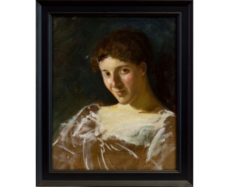 STANSMORE RICHMOND LESLIE DEAN STEVENSON (SCOTTISH 1866 - 1944), LAMPLIGHT, A PORTRAIT STUDY oil on canvas, laid on panel 28c
