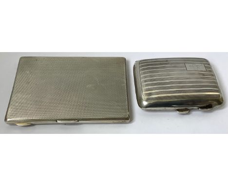 A silver Mappin and Webb cigarette case plus 1 other silver cigarette case as follows:  Mappin and Webb case in original box 