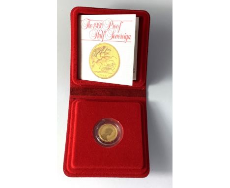 A cased 1980 gold Half Sovereign Proof  as follows:  The obverse depicts the Arnold Machin portrait of Queen Elizabeth 11 tha