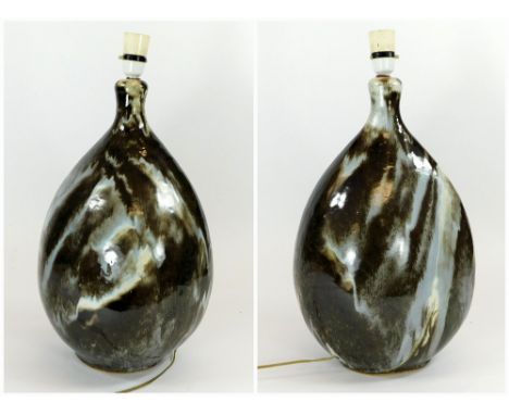 TREMAEN POTTERY. A Tremaen Pottery, Newlyn, sea-pebble lamp base. Height excluding fitting 42cm.  Please note that all items 