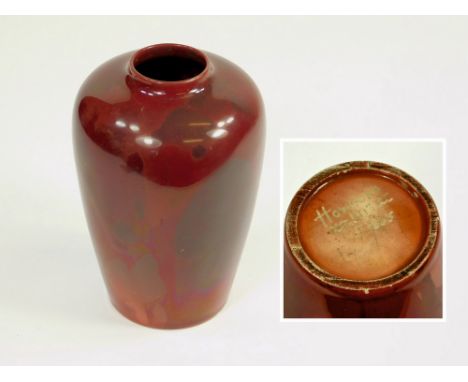 HOWSONS FLAMBE. A Richard Howson (cousin of W H Taylor) flambe vase. Inscribed to the base, Howsons 1913, 205. Height 12cm.  