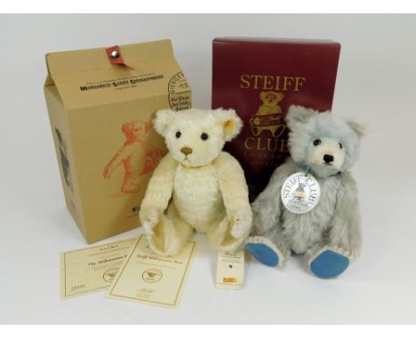 STEIFF BEARS. A 1992 Ltd. Edn. Teddy Baby Bear, retailed by Harrods, in original box. Also, a Danbury Mint, Steiff Millennium