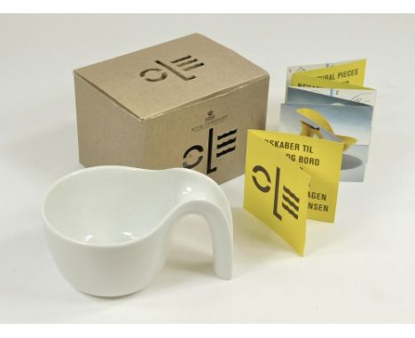 ROYAL COPENHAGEN. A Royal Copenhagen coffee cup, designed by Ole Jensen. With original box & leaflet.  Please note that all i