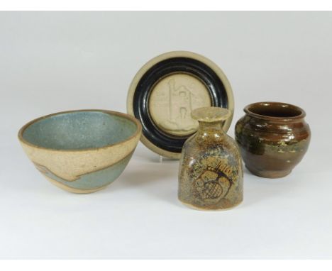 ALAN BROUGH ETC. A bowl & Count House, Botallack ash tray by Alan Brough. Also a Roger Veal, Tolcarne Pottery, Newlyn small v