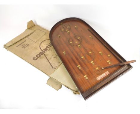 BAGATELLE BOARD. A Corinthian bagatelle board with cue.  Please note that all items in this auction are previously owned & ar