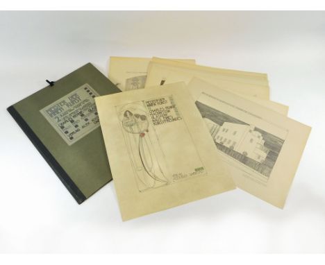 CHARLES RENNIE MACKINTOSH. A folio of 14 architectural prints after the early 20th century original by Charles Rennie Mackint