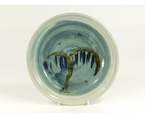 TREVOR CORSER. A Trevor Corser plate decorated with a willow tree. Personal & Leach Pottery marks. Diameter 24cm.  Please not