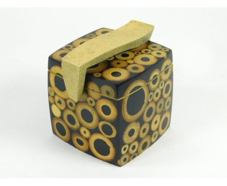 R & Y AUGOUSTI. A French lacquered bamboo & shagreen box with hinged lid & brass interior by R & Y Augousti, Paris. 9 x 9 x 1