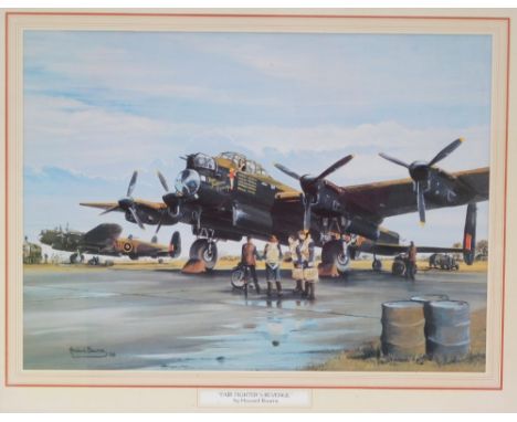 After Howard Bourne. Fair Fighters Revenge, number 166 (B squadron) at RAF Station Kirmington in Lincolnshire, coloured print