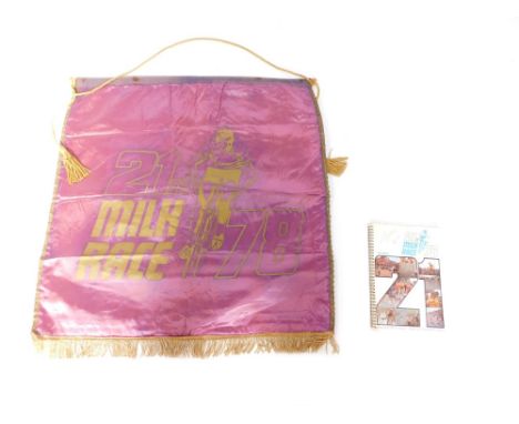 Milk race cycling memorabilia, comprising The Race Manual for the 21st Milk Race dated '78, bearing signature, and a 21st Mil