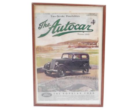 The Auto Car 4d Popular Ford magazine cover, framed and glazed, 41cm x 28cm.