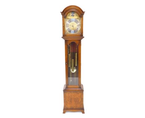 James Stewart of Armagh. A late 20thC walnut cased grandfather clock, with a brass and silvered coloured dial, bearing the mo