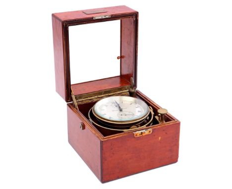 Thomas Mercer Ltd. St. Albans No. 23611 maritime chronometer in mahogany box, England 1961, 17 cm high, 18 cm wide and 19 cm 