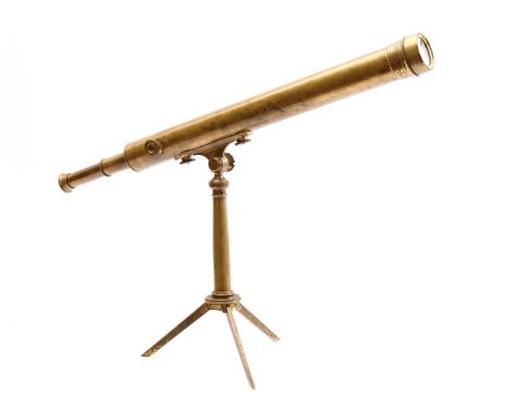 Lerebours &amp; Secretanà Paris brass telescope on tripod, 40 cm high, maximum length 83 cm