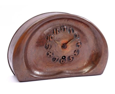 Copper Amsterdam School table clock, Holland ca. 1930, 13.5 cm high