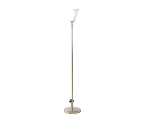 Metal floor lamp with an opaline shade in the style of Gispen, 174 cm high