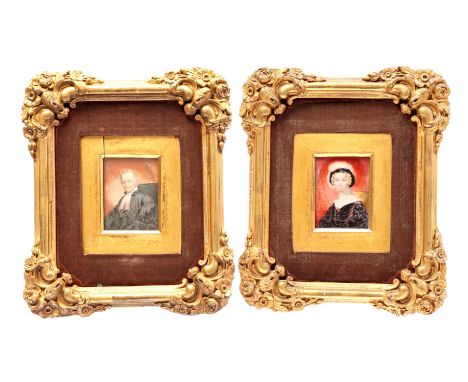Johan Coenraad  Hamburger (1809-1871)2 miniature paintings, portrait of a man and portrait of a woman, approx. 1840.8x5 cm, i