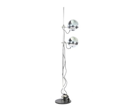 Chrome-plated metal 2-light floor lamp with bulbs, the Netherlands, 1960s, 151 cm high