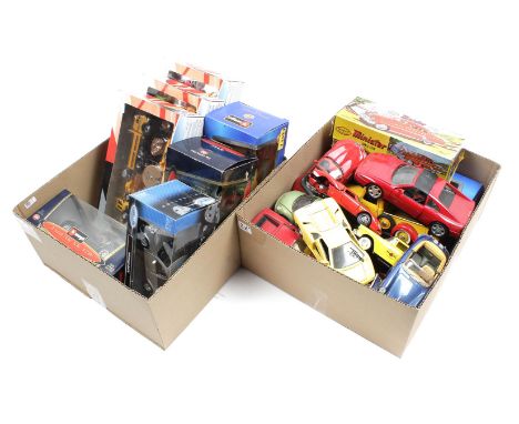 2 boxes of scale model cars, among others. in packaging w.d. Minister Delux, Burago, Maisto and Welly