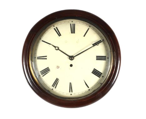 Round school clock with mustache movement, England ca. 1900, 39 cm diameter