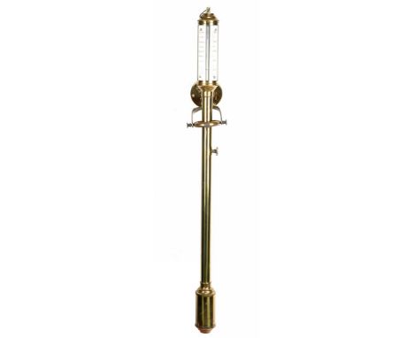 Brass Portuguese ship's barometer, 20th century, 93 cm high