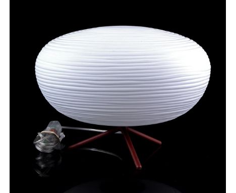 Foscarini Originals, design Ludovica &amp; Roberto Palomba, white glass table lamp, on brown metal 3-leg 25 cm high, 34 cm di