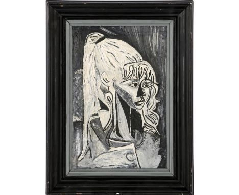 Signed M Grenier, portrait of a woman, canvas 81x51 cm