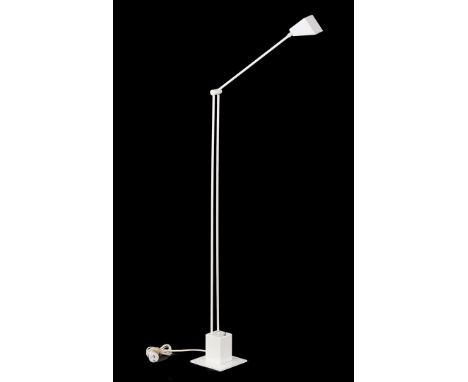 White lacquered adjustable metal floor lamp, unknown factory, Germany 1970s, 102 cm high