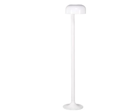 White lacquered metal floor lamp, Stilnovo Italy ca. 1980, stickered in shade, 140 cm high