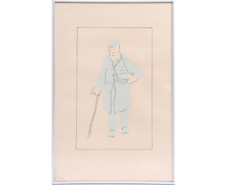 Hendrik Valk (1897-1986)Man with walking stick, lithograph 66/75, 39x24 cm, outer size 58x39 cm