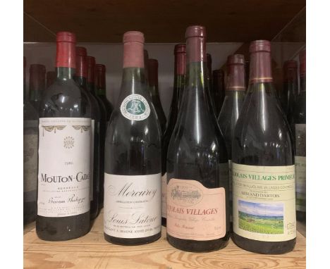 4 bottles of white wine Mouton-Cadet-Bordeaux 1986, 3 bottles Mercury 1983 and 10 bottles Beaujolais Villages 1994/1997/1998 