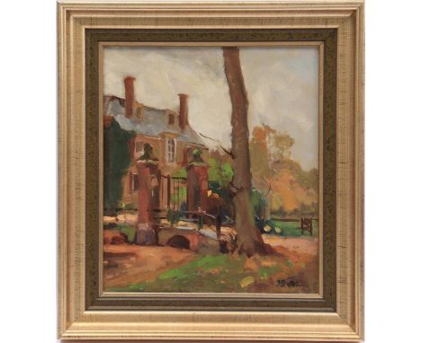 Jacobus Bijtel (1893-1983)Entrance gate at havezate, canvas 40.5x35 cm