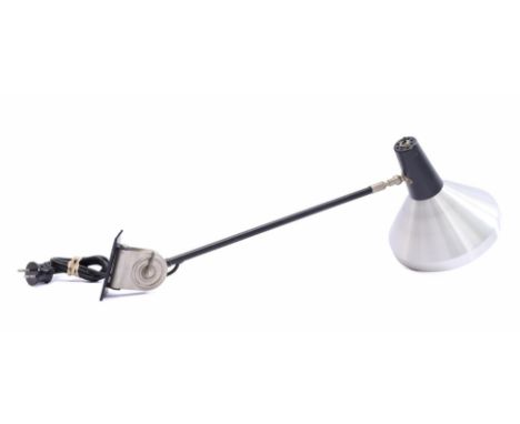 Blackened metal wall lamp, attributed design H. Busquet for Hala Zeist, Netherlands 1950s, approx. 70 cm