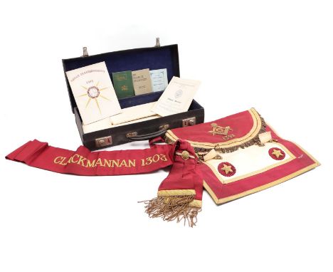 Lot of objects from Freemasonry and in particular from the Lodge Clackmannan 1303 in Scotland, Wed. leaflets and notes of mee