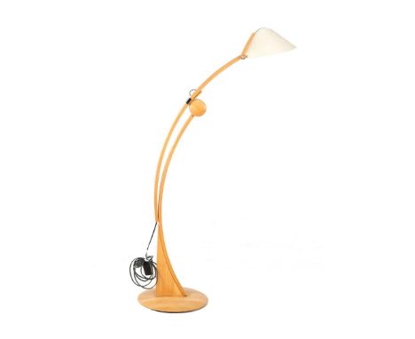 Domus floor lamp, Pollo E27 in beech wood, adjustable in height from 112 to 150 cm