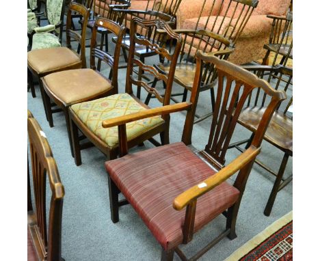 ^A pair of Regency mahogany dining chairs, circa 1810 and a ladder back dining chair (3) 