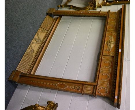 A George III carved pine and gesso fireplace mantel, early 19th century, in Adam style, with egg and dart shelf above a denti