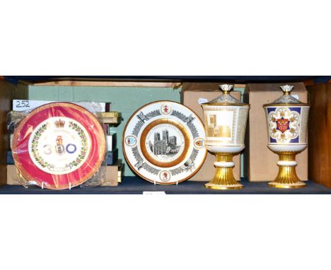 Six collectors platers makers include Wedgwood, Mulberry Hall, Spode and two ceramic Spode limited edition chalice cups and c
