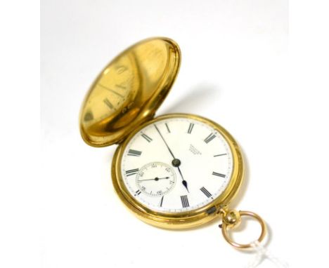 An 18ct gold full hunter pocket watch, signed Delolme, 48 Rathbone Place, London, 1862, lever movement signed and numbered 28