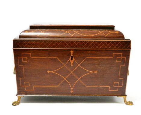 A Regency tea caddy with mixing bowl, 32cm diameter 