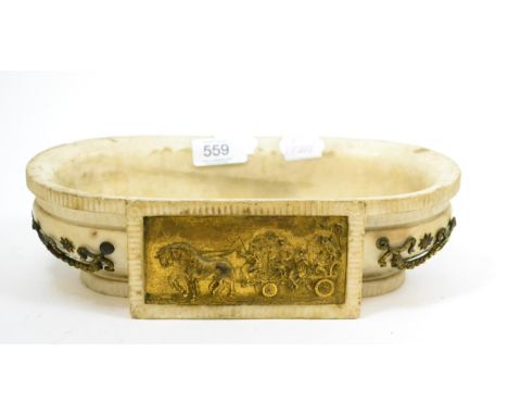 A 19th century ormolu mounted rounded rectangular white marble planter 