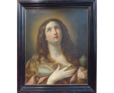Manner of Guido Reni (1575-1642) Portrait of a female saint, half length possibly Mary Magdalene holding an urn of myrrh, 64.