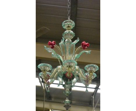A Venetian coloured glass chandelier 