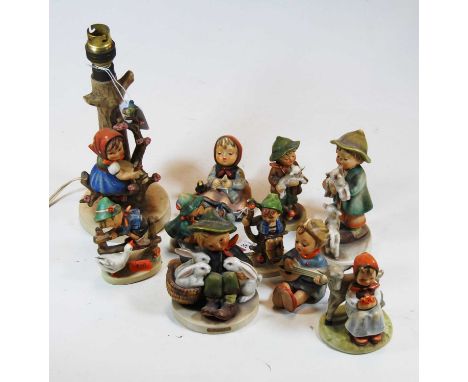 A collection of Hummel figures, to include Playmates, Hummel lamp etc (10)