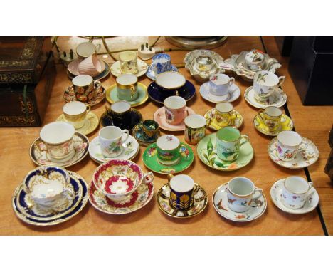 A large collection of Victorian and later porcelain cabinet cups and saucers, to include Spode, Dresden and Royal Worcester e