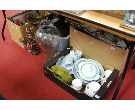 Mixed lot, to include cushions, table china, glass vase, pan scale, ornaments etc 