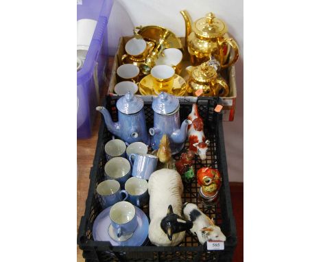 Mixed ceramics, to include Royal Worcester porcelain owl, Staffordshire cow creamer, Royal Doulton goat, Derby cat table orna